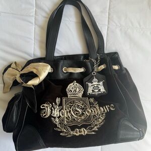 Juicy Couture Black and Gold Tote with Ornate Crest